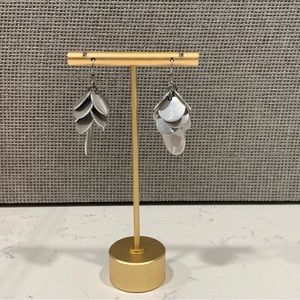 Earrings Brushed Silver Dangle Discs